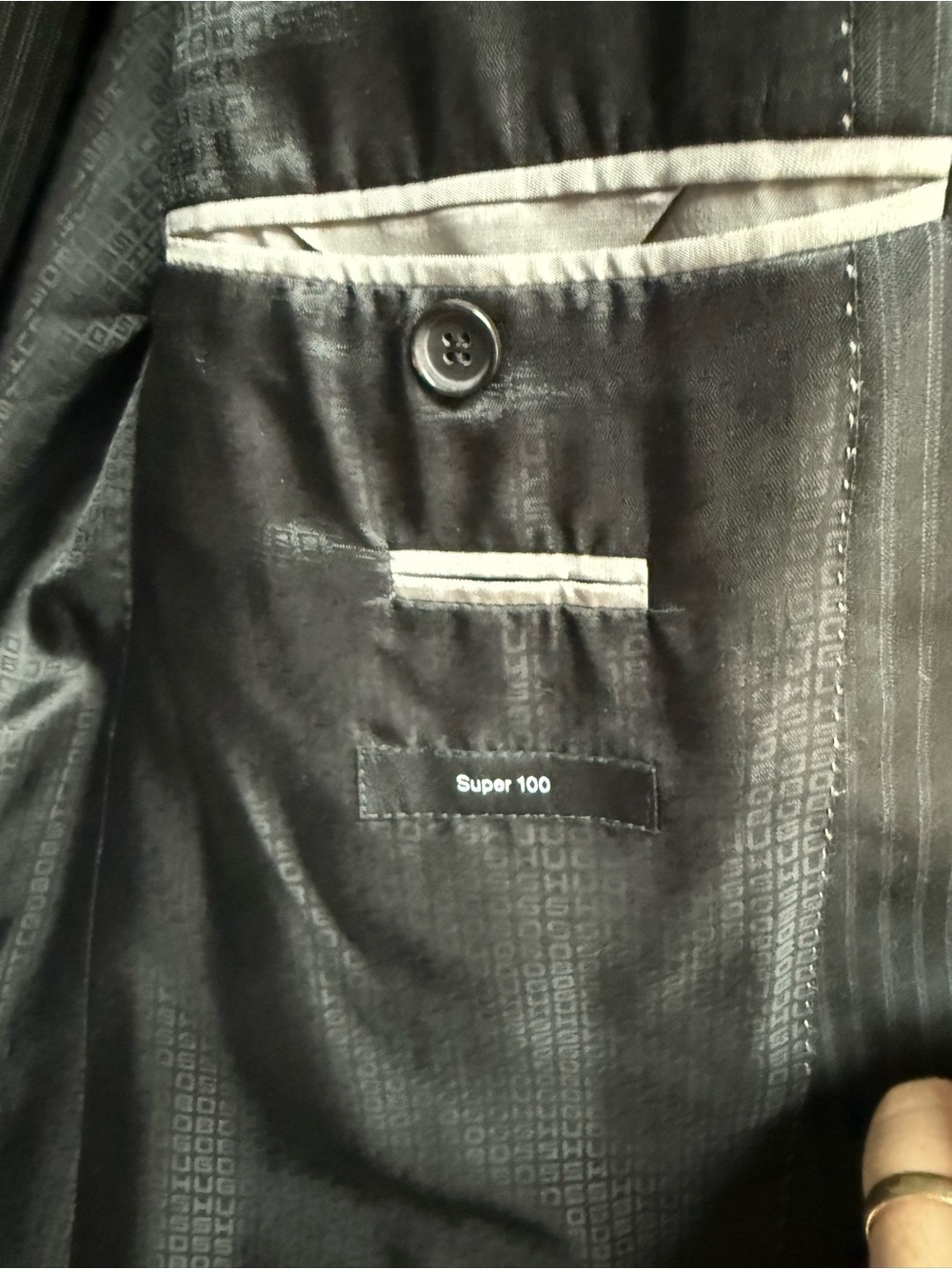 Boss Men's Charcoal Pinstripe Suit Jacket - Picture 3 of 4